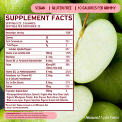 Nutritional facts for 8Greens Daily Greens Gummies