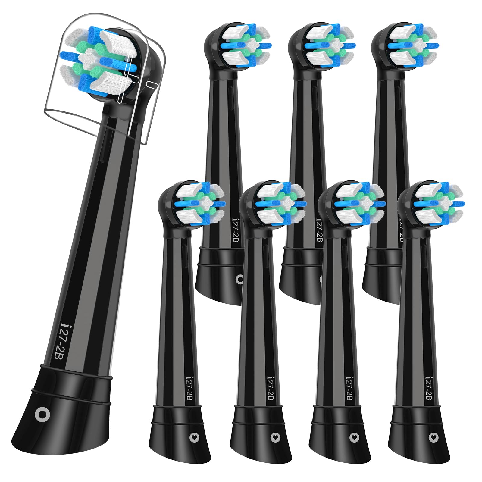 8PACK replacement heads compatible with Oral-B iO series in black