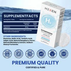 Close-up of Raspberry hydrogen water tablets dissolving in water to create 8 ppm