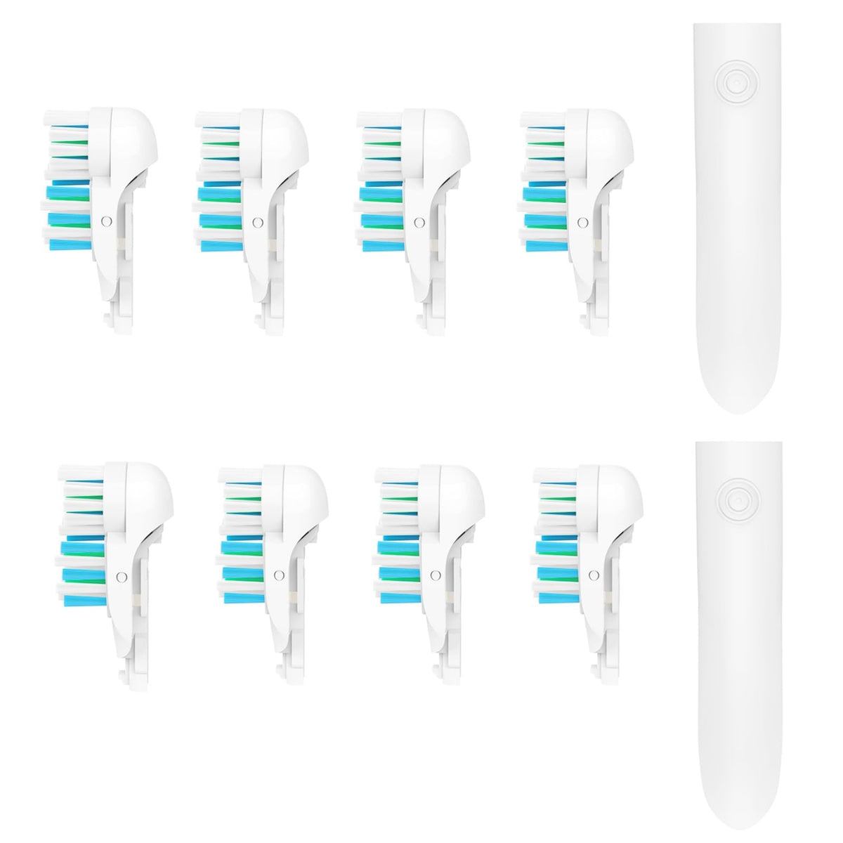 8x replacement toothbrush heads set - front view