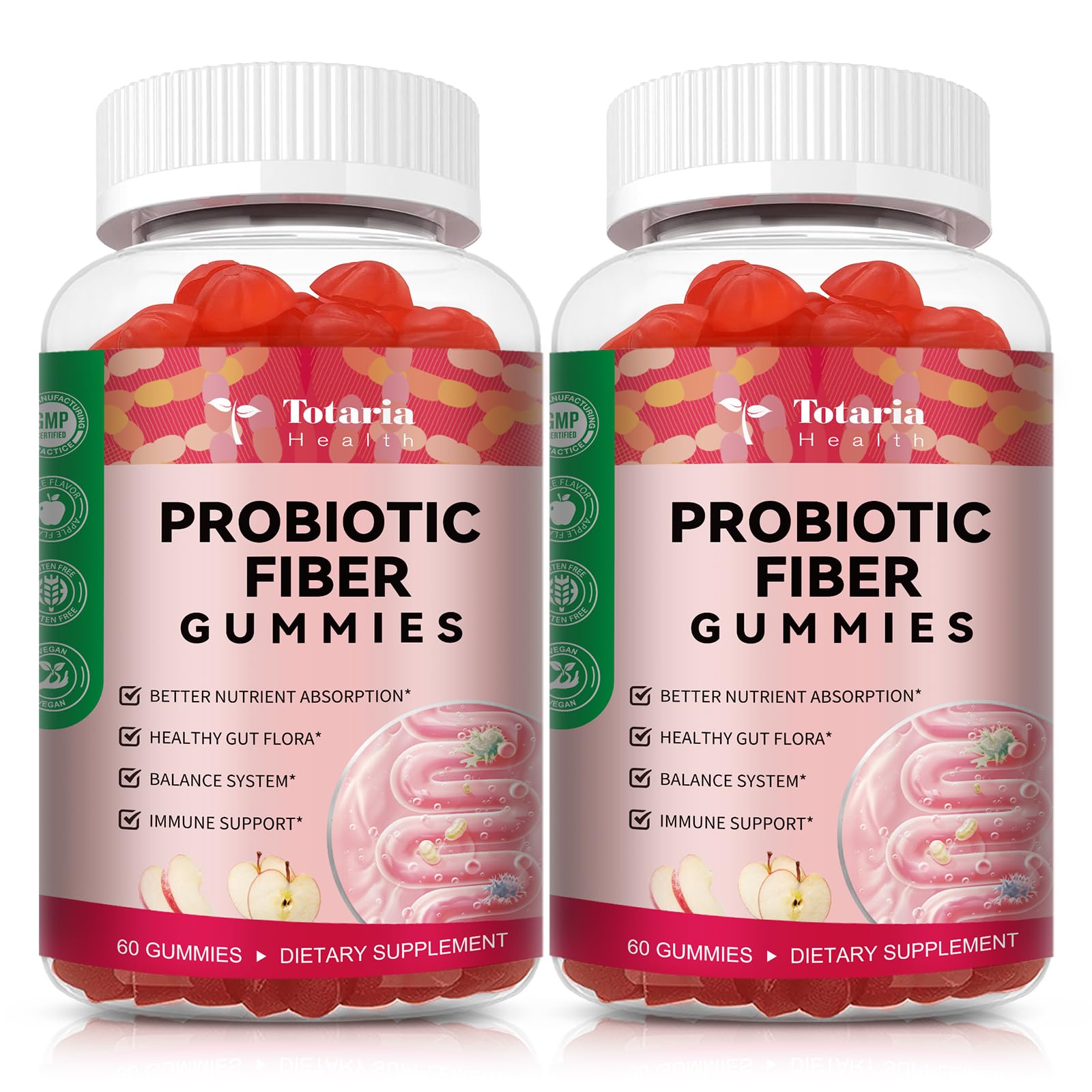 Front view of 9-in-1 Probiotic Fiber Gummies bottle