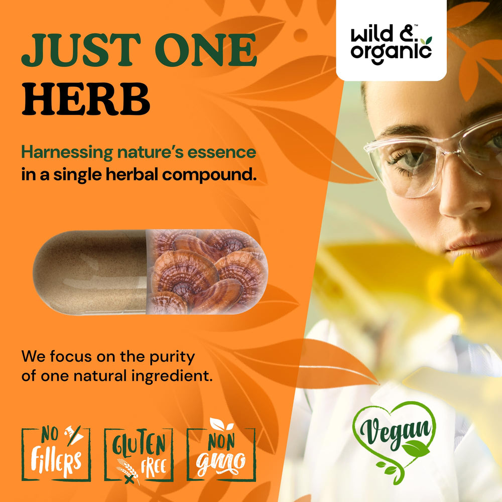 90 vegetarian red reishi capsules per bottle