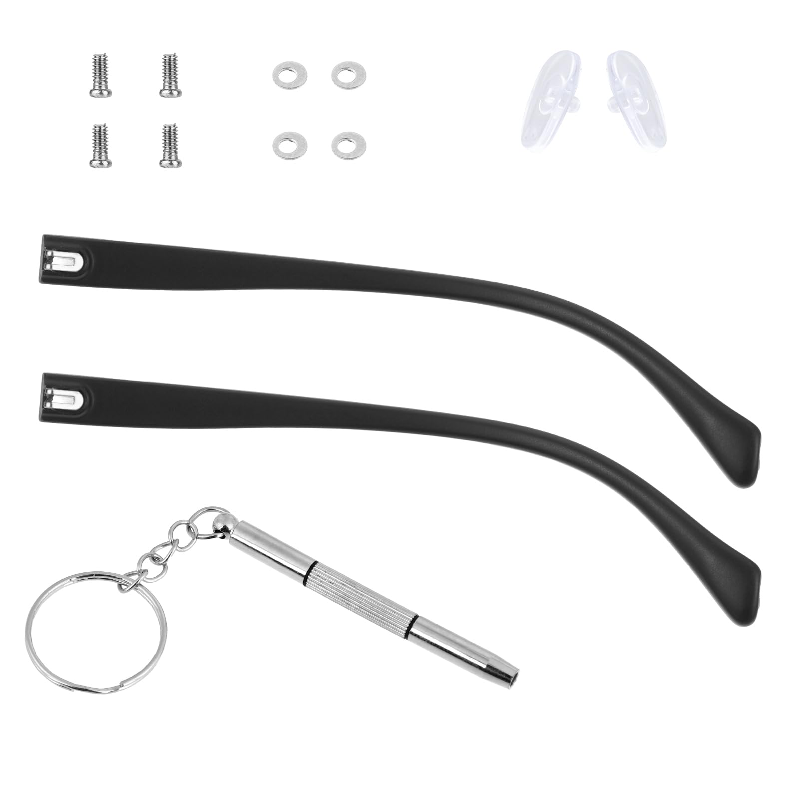 Matte black TR90 eyeglasses repair kit with extra-wide temple replacement arms – front view