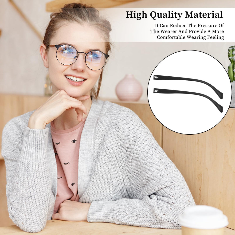 Matte black temple replacement arms suitable for sunglasses and reading glasses