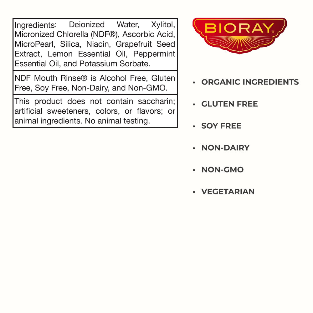 Product label showing Alcohol-Free formula and Non-GMO status