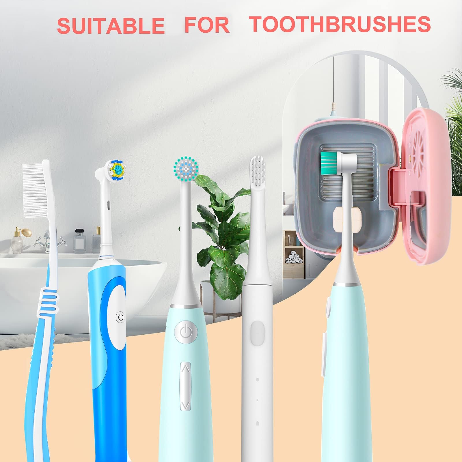 Compact pink toothbrush holder for travel