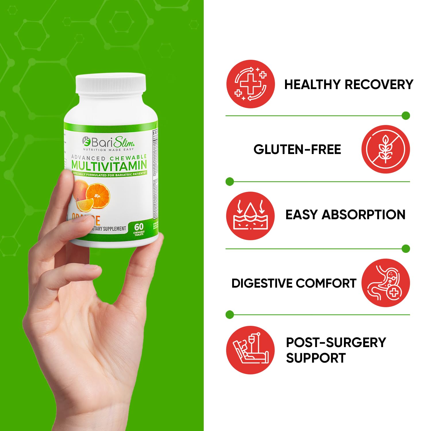 BariSlim orange flavor chewable multivitamin bottle label close-up – image 8