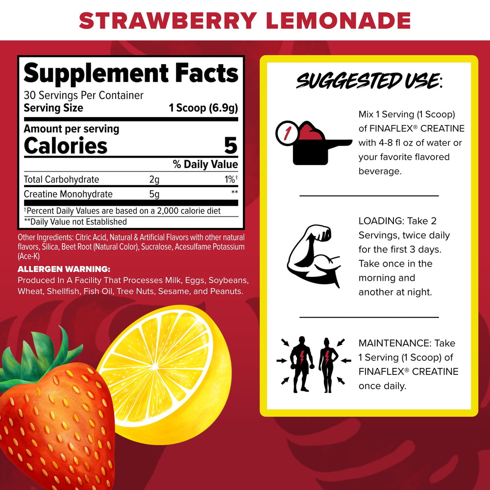 FINAFLEX Creatine bottle back with nutrition facts