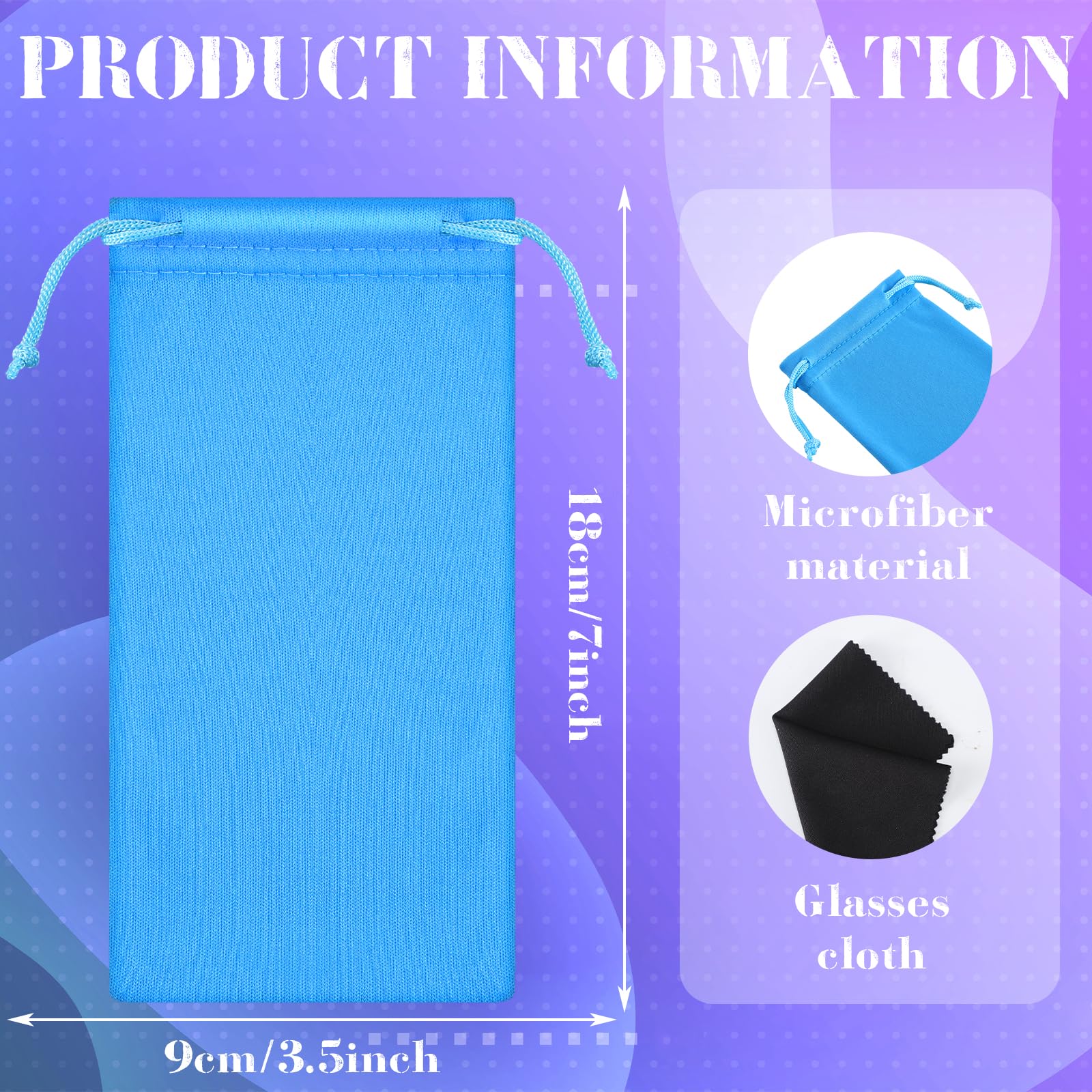Blue microfiber sunglasses pouch