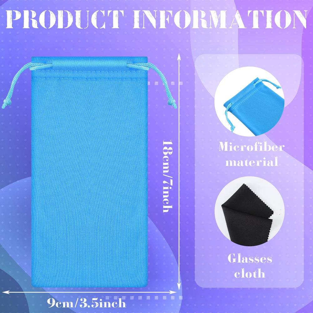 Blue microfiber sunglasses pouch