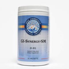 GI-Synergy-SM K-83 supplement bottle with three formulas: H-PLR, Yeastonil, Parastonil