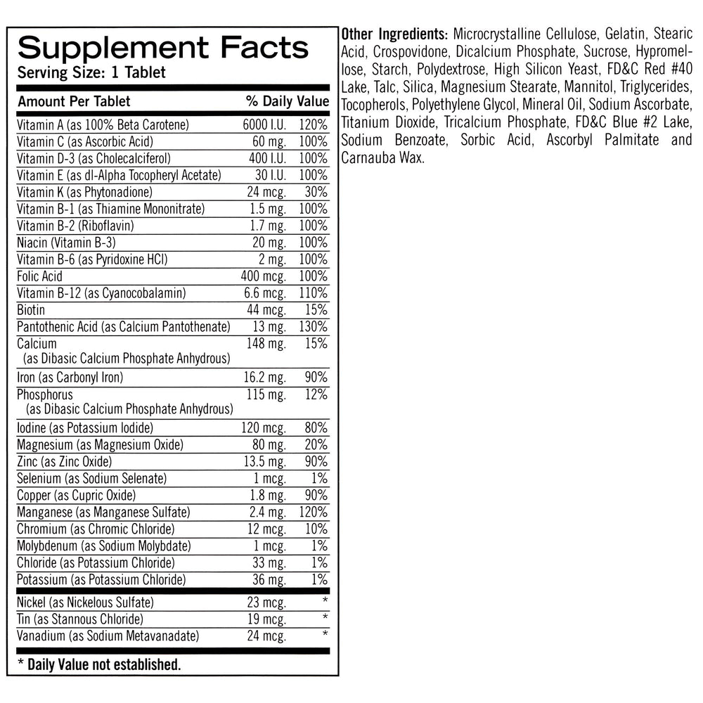 Close-up of Geritol label showing product details