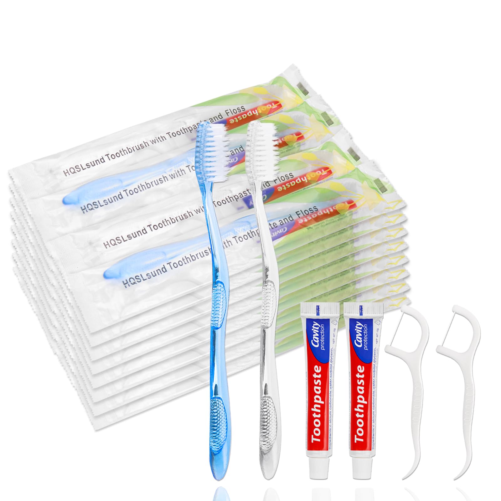 Hotel, Airbnb, and travel kit with toothbrushes and toothpaste