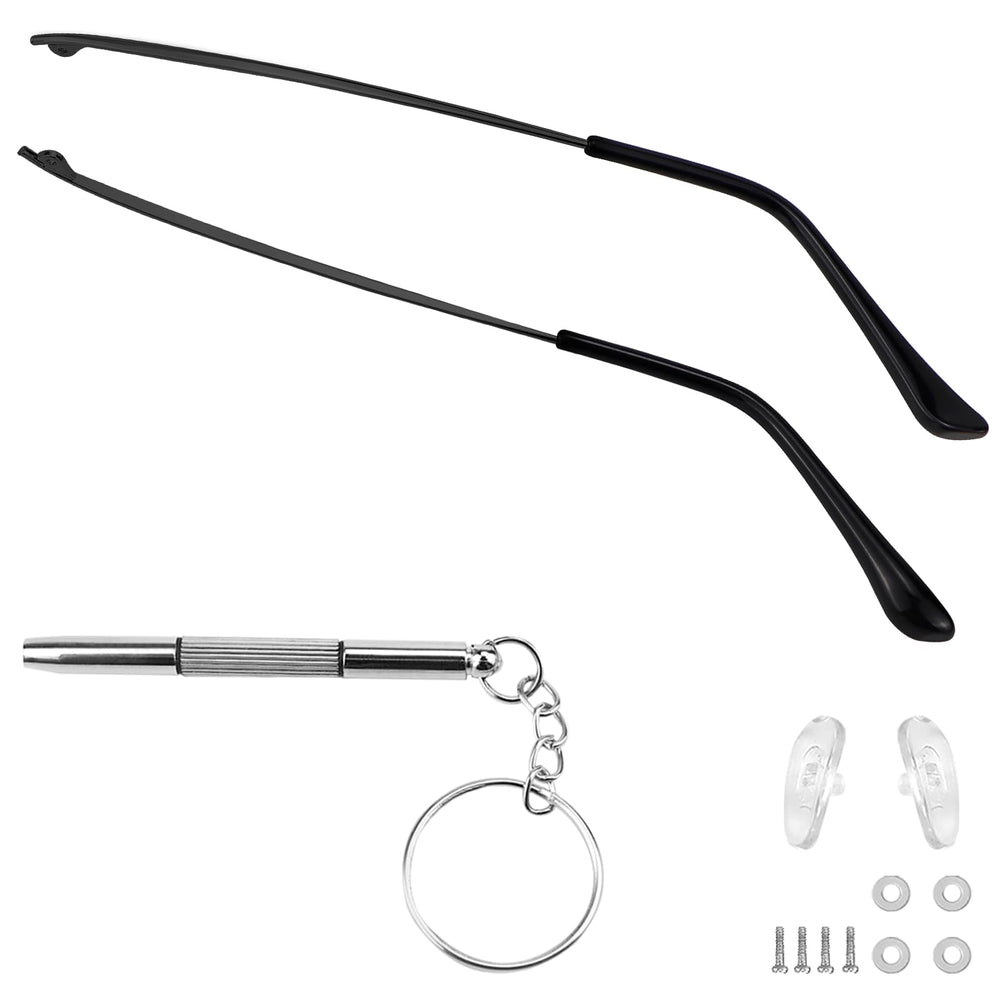 LNQ LUNIQI universal metal sunglasses arm replacement kit in black - front view