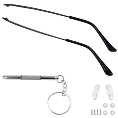 LNQ LUNIQI universal metal sunglasses arm replacement kit in black - front view