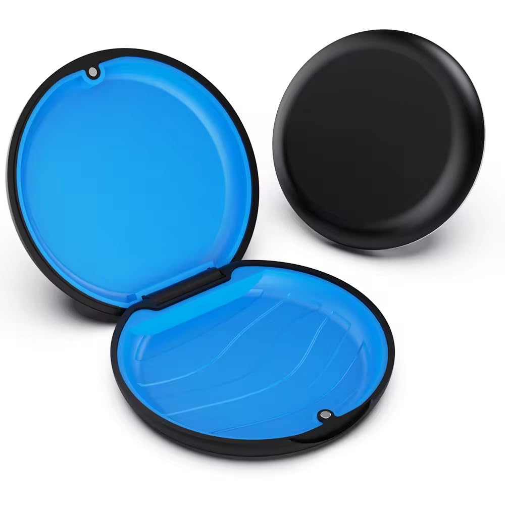 LONGMON Slim Retainer Case with detachable silicone pad for Invisalign and aligners, includes removal tool hook
