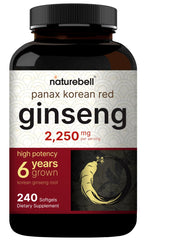 NatureBell Korean Red Ginseng 2250mg softgels bottle close-up label