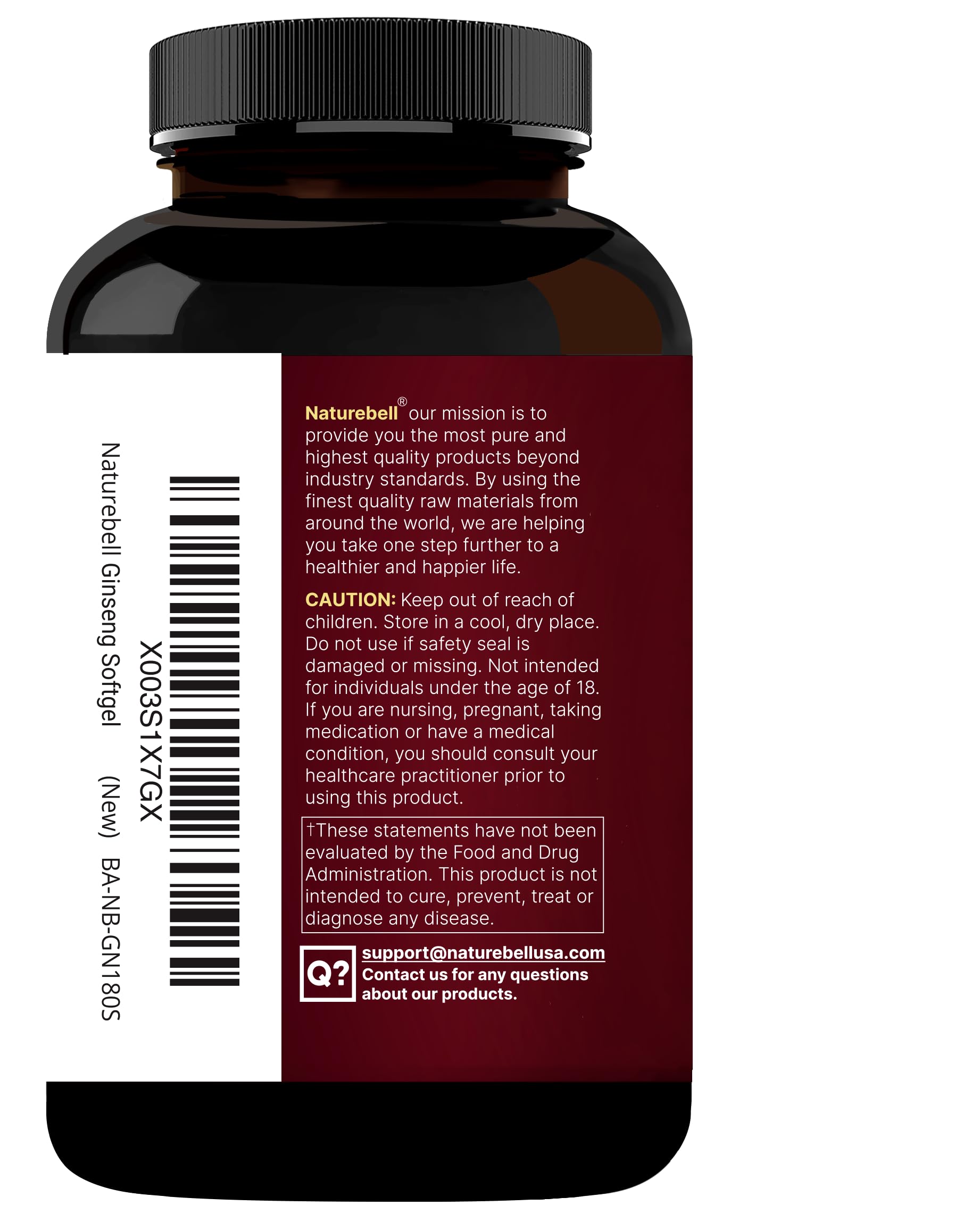 NatureBell Korean Red Ginseng bottle indicating 80-day supply