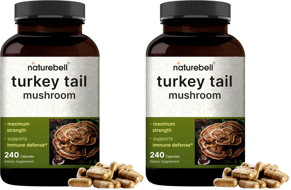 NatureBell Turkey Tail Mushroom Capsules bottle front, Pack 2