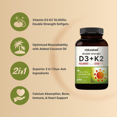 Close-up of NatureBell D3 K2 softgels