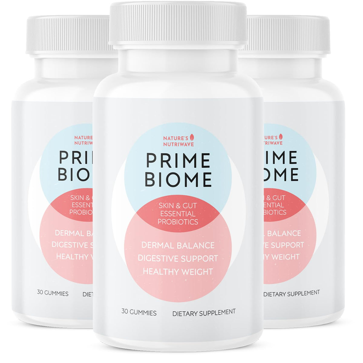 Front view of Nature’s NutriWave PrimeBiome Probiotic Gummies
