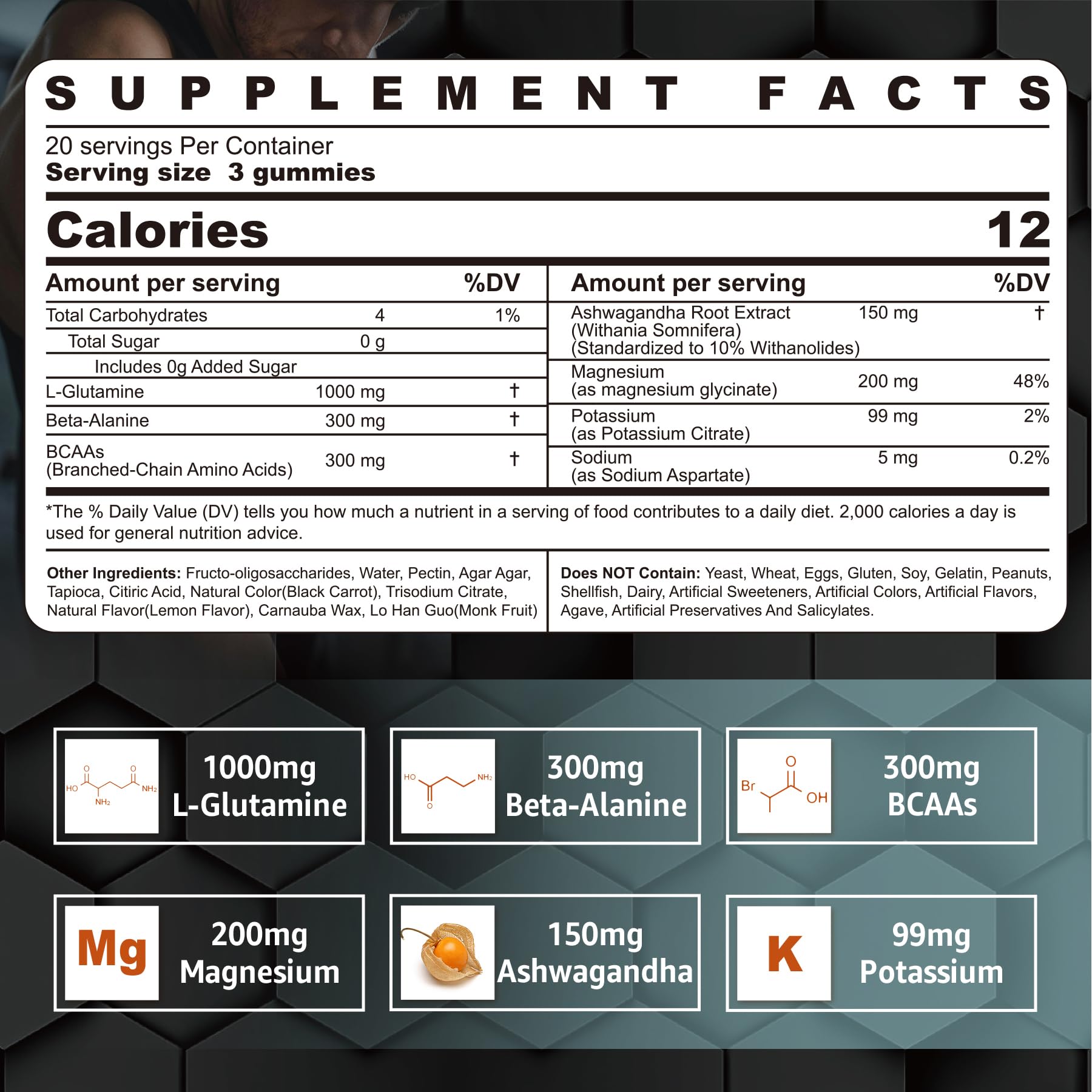 Nextdia L-Glutamine 1000mg Gummies label