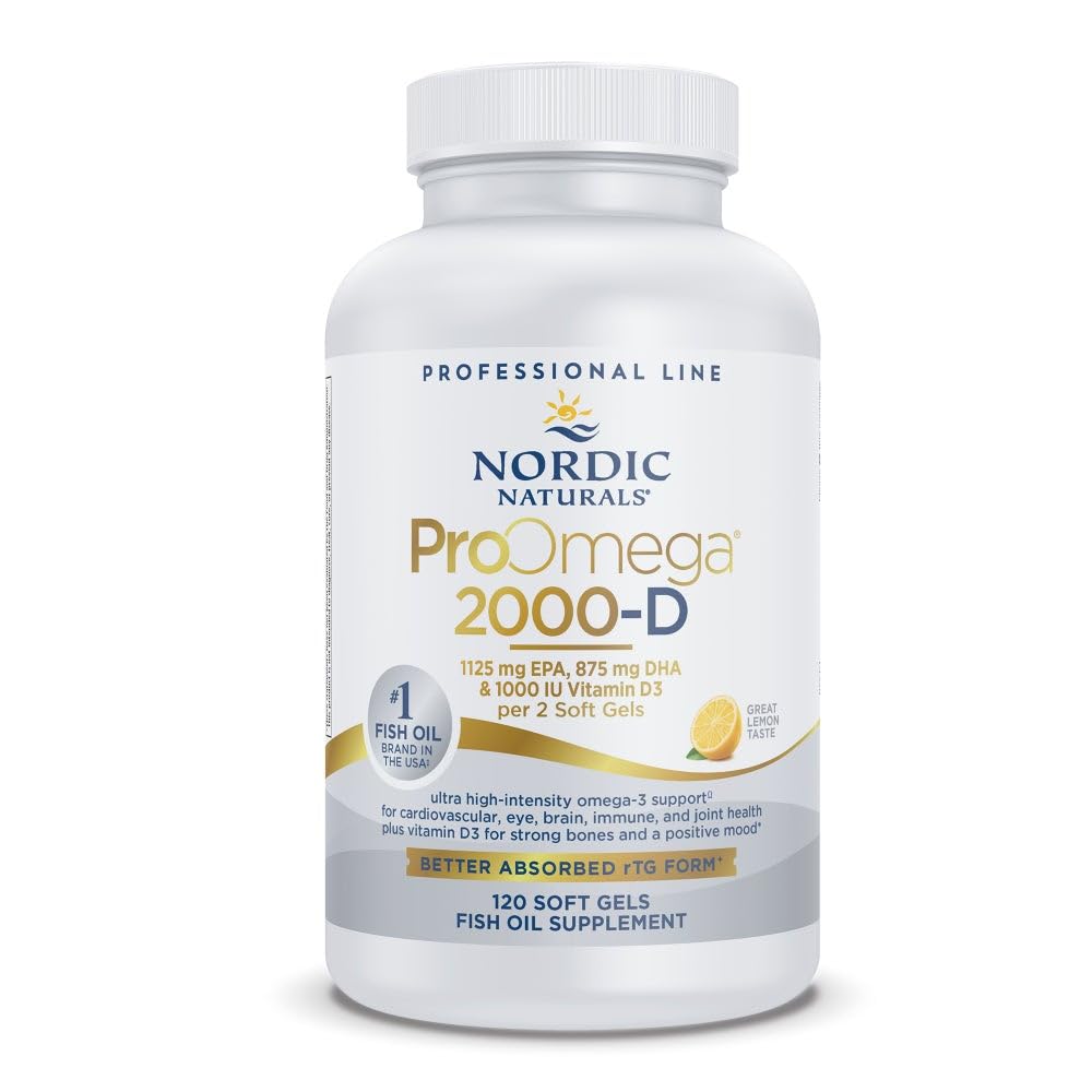 Nordic Naturals ProOmega 2000-D Lemon bottle with 120 soft gels