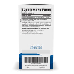 Close-up of orange-flavored Vitamin D3 mini soft gels