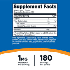 Front view of Nutricost Melatonin 1mg Gummies Strawberry bottle