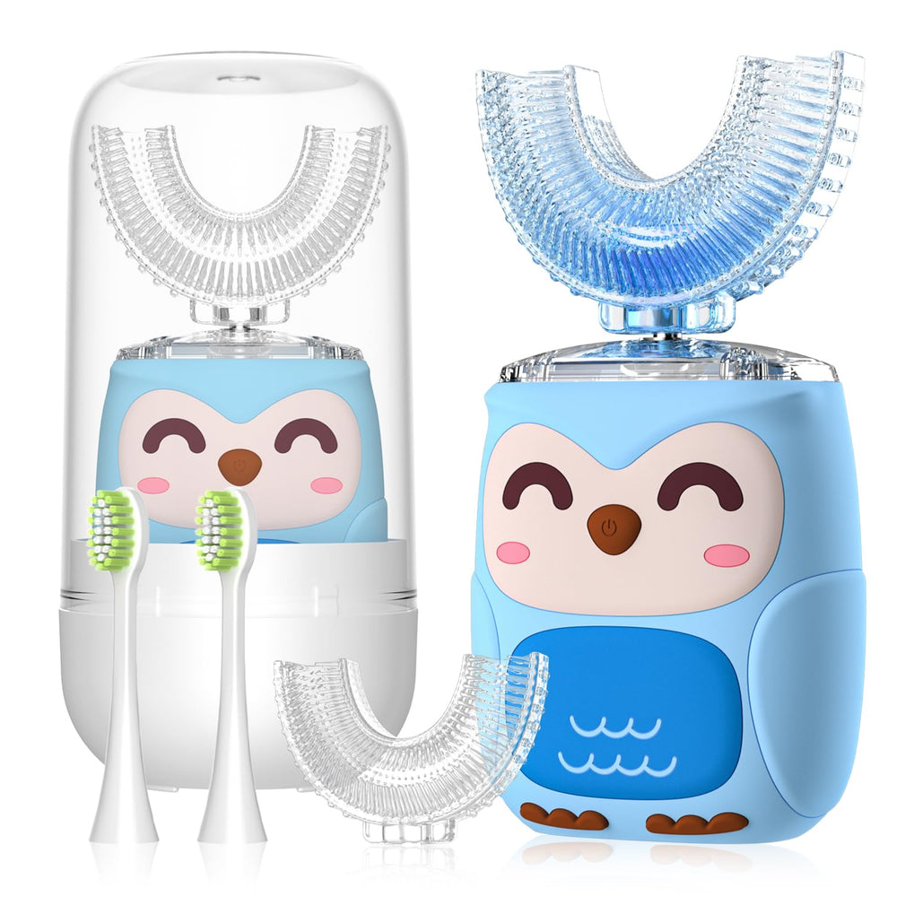 PVOGRT Kids U-Shaped Electric Toothbrush Blue - front view