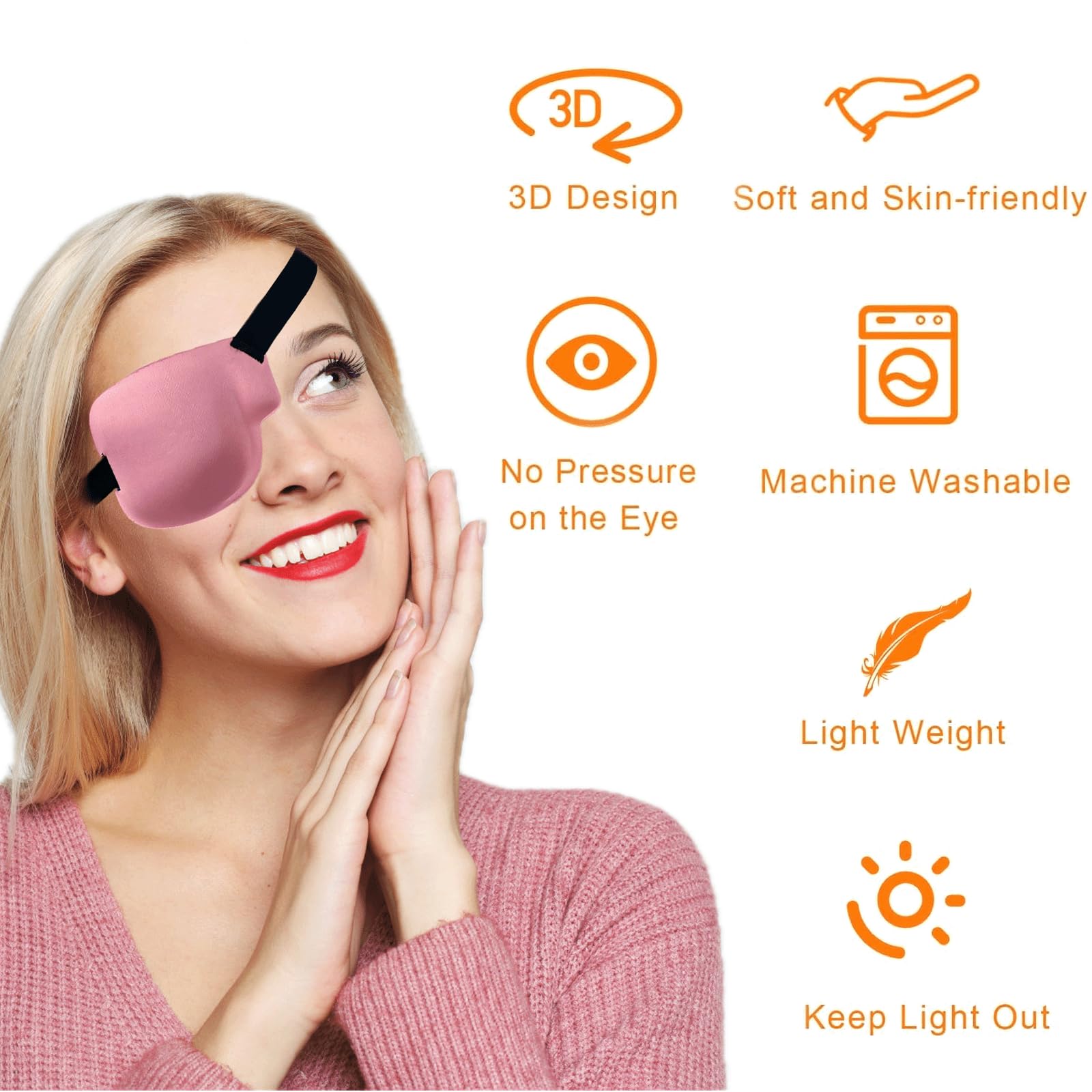 Pink THSIREE 3D eye patch for right eye with soft cotton material