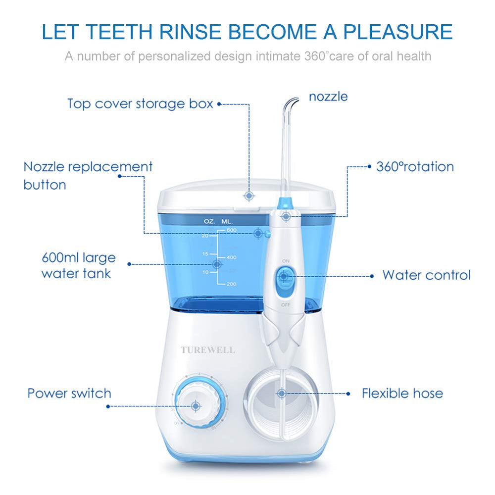 Orthodontic and tongue cleaner tips for TUREWELL water flosser