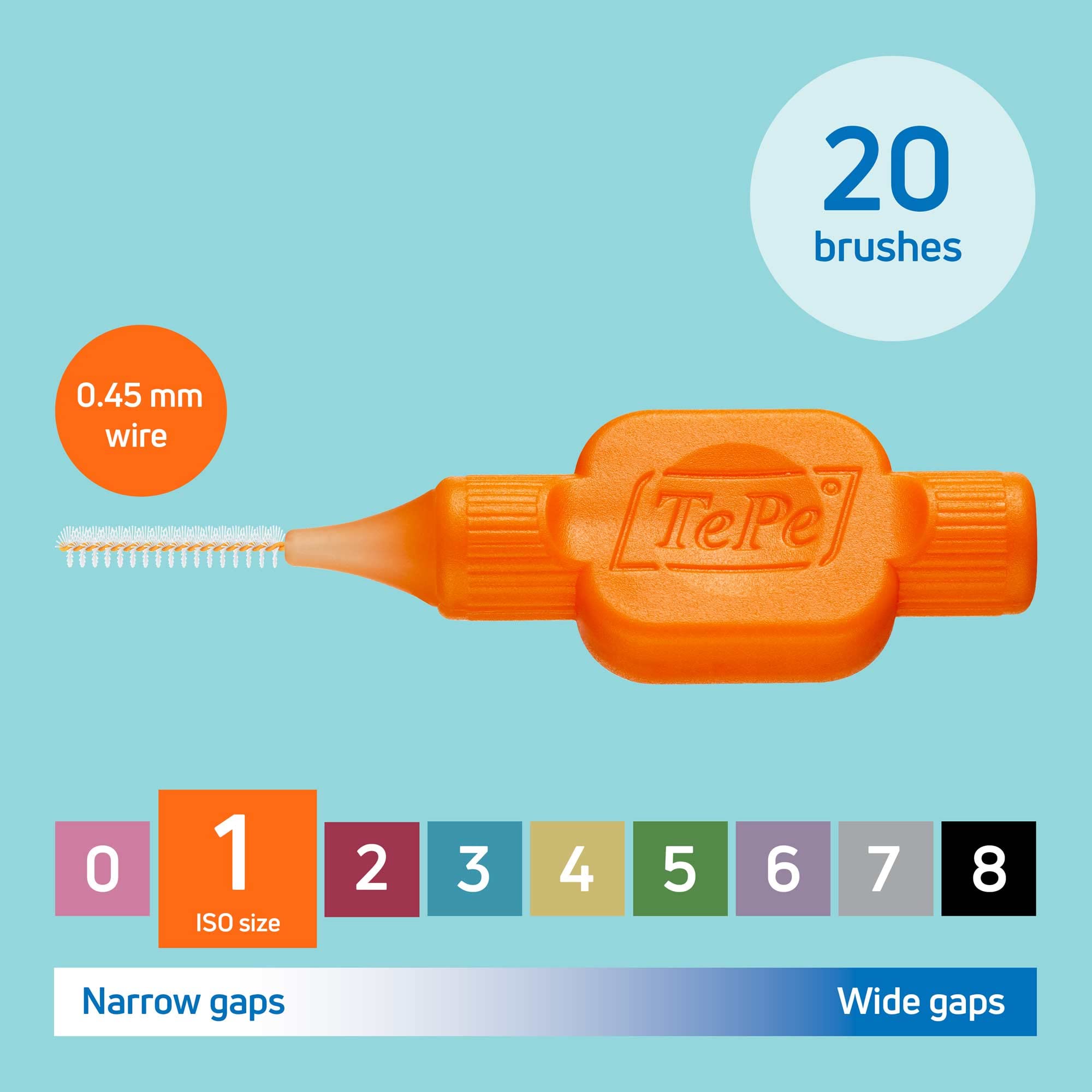 Close-up of the 0.45 mm orange interdental brush tip