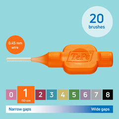 Close-up of the 0.45 mm orange interdental brush tip