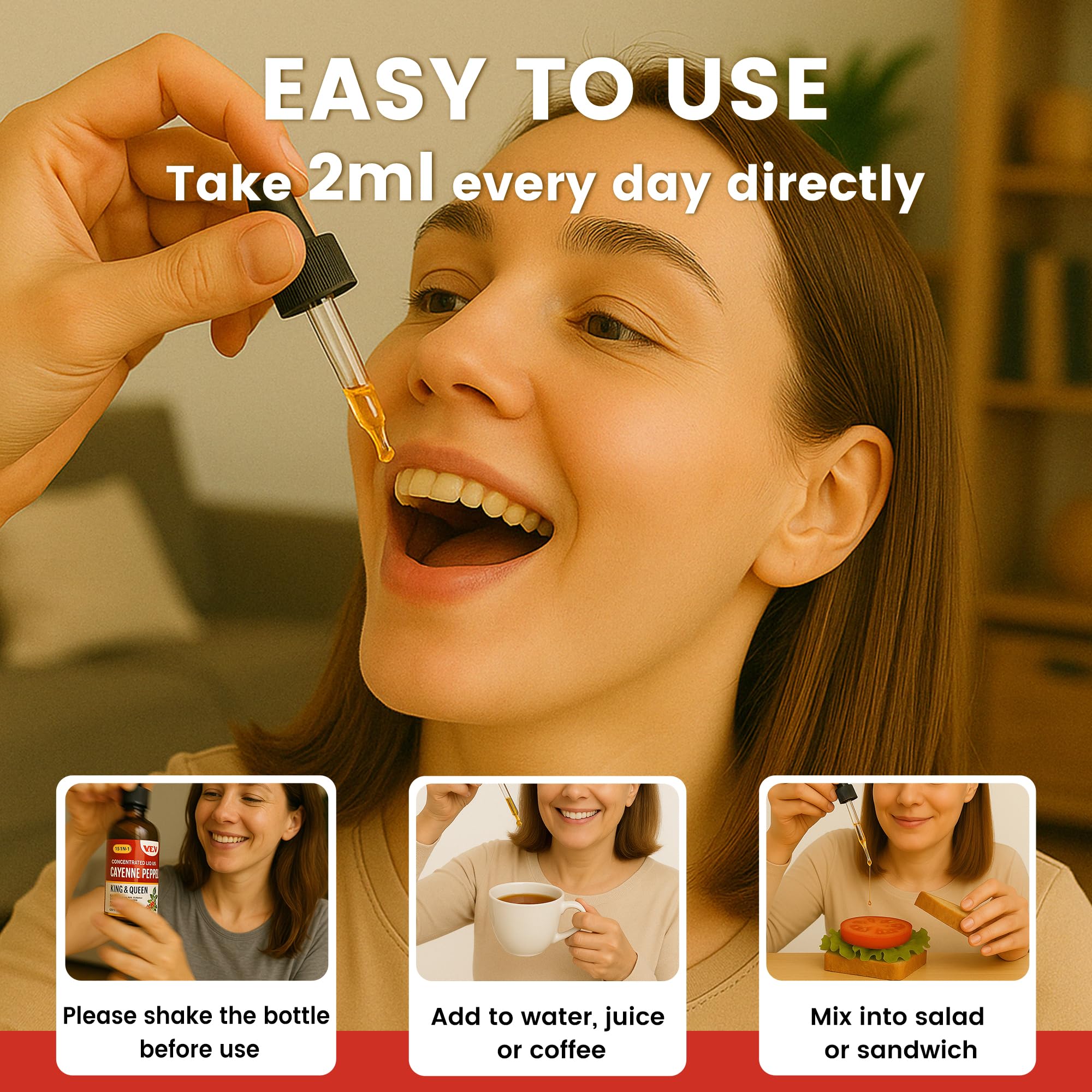 Studio shot of the VEV Cayenne Pepper Drops packaging