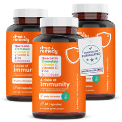 Front label of A Dose of Immunity quercetin supplement bottle