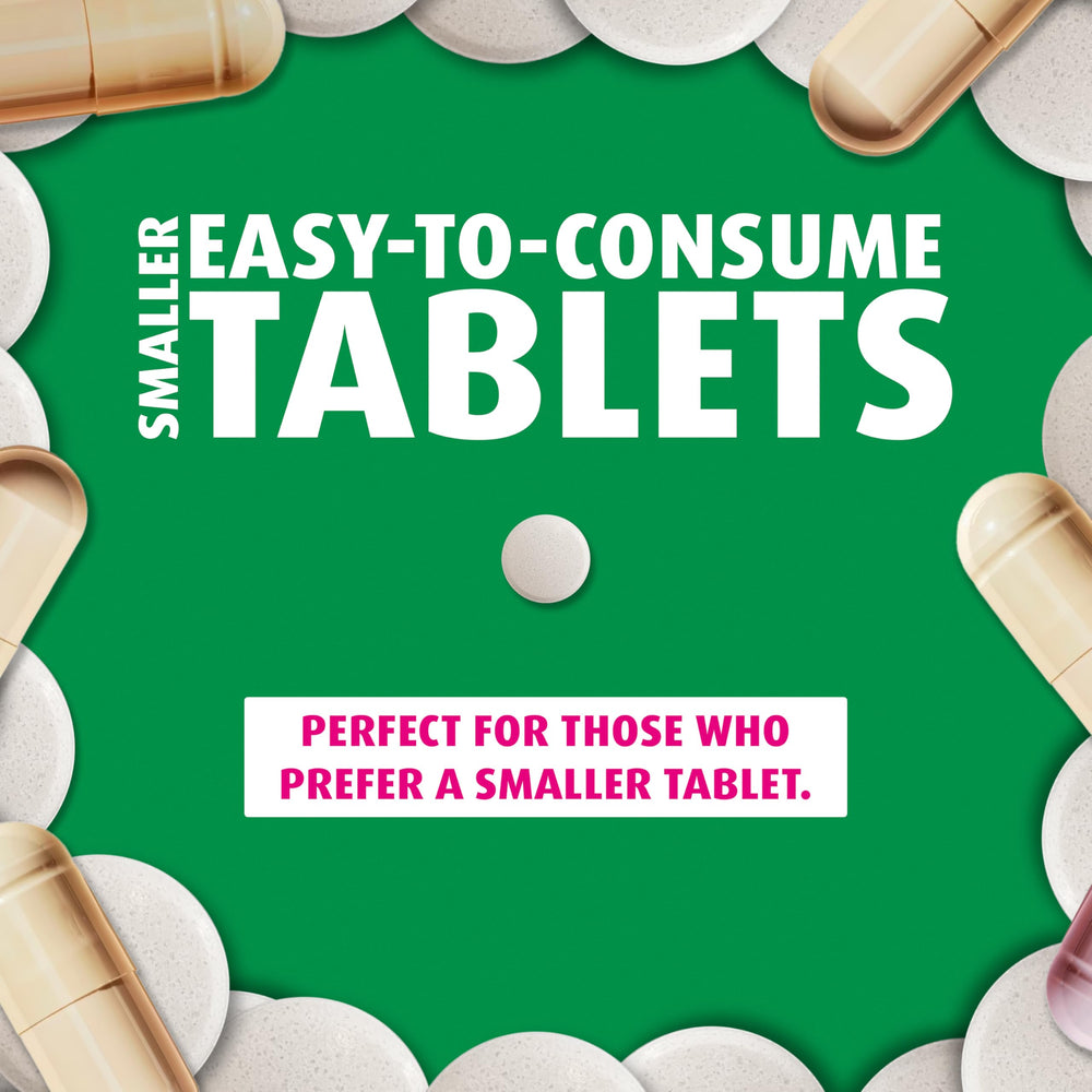 Close-up of small, easy-to-swallow tablets