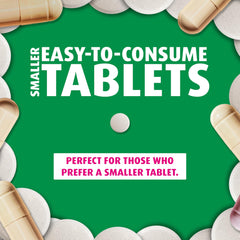 Close-up of small, easy-to-swallow tablets