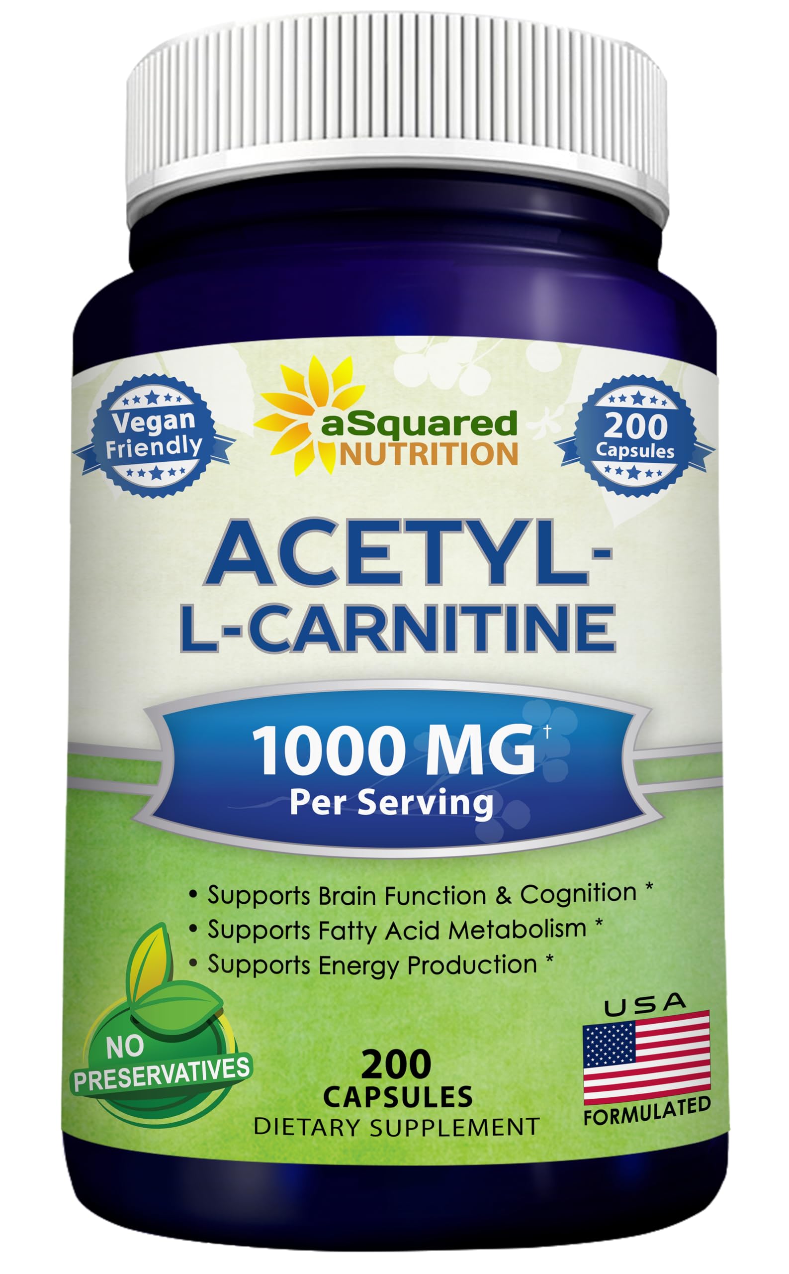 aSquared Nutrition Acetyl L-Carnitine 1000mg bottle label