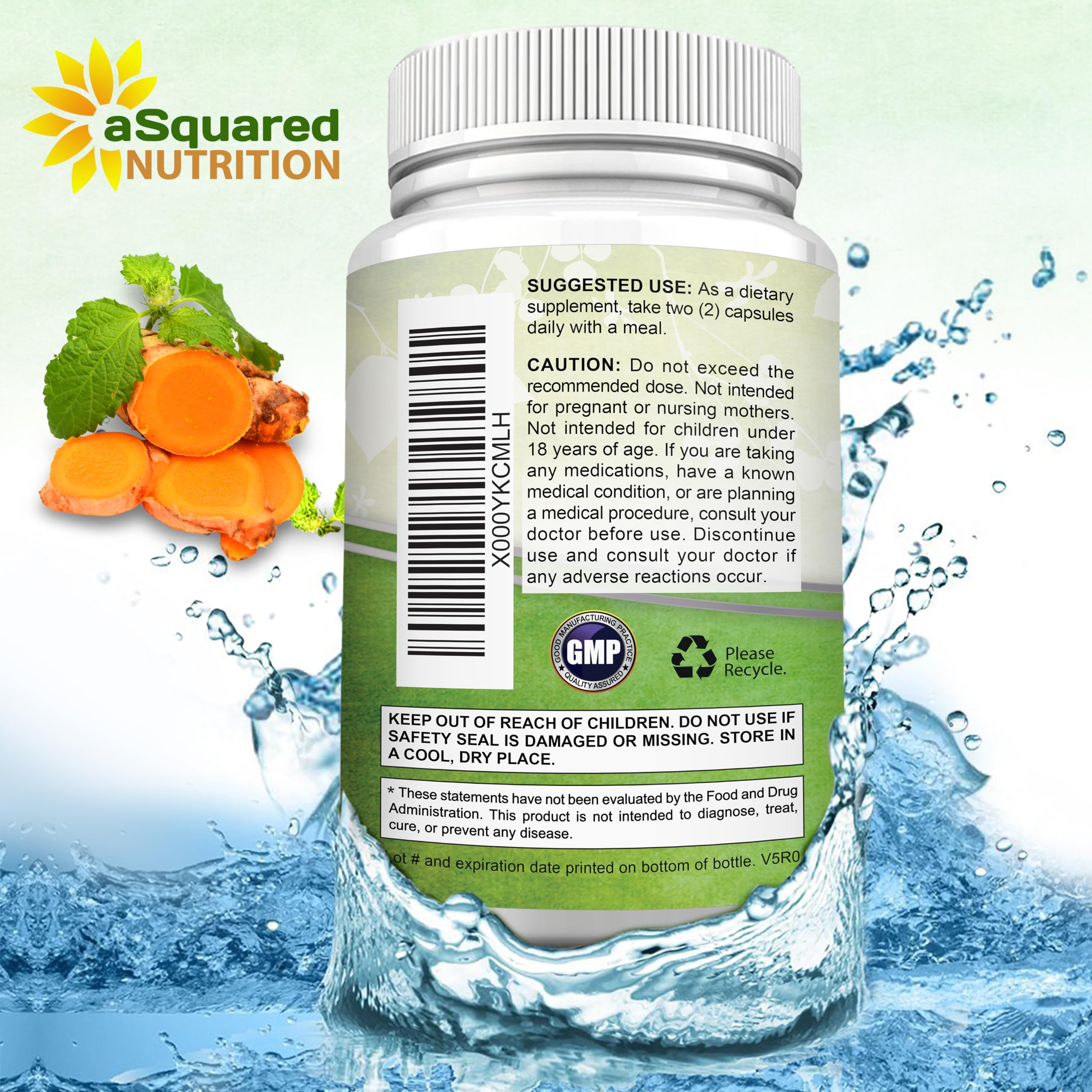 All-natural turmeric supplement product shot
