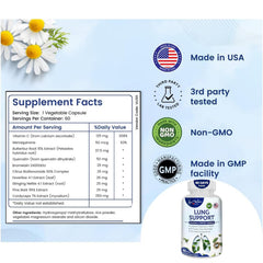 Label highlighting 10 active ingredients including Vitamin C and Quercetin