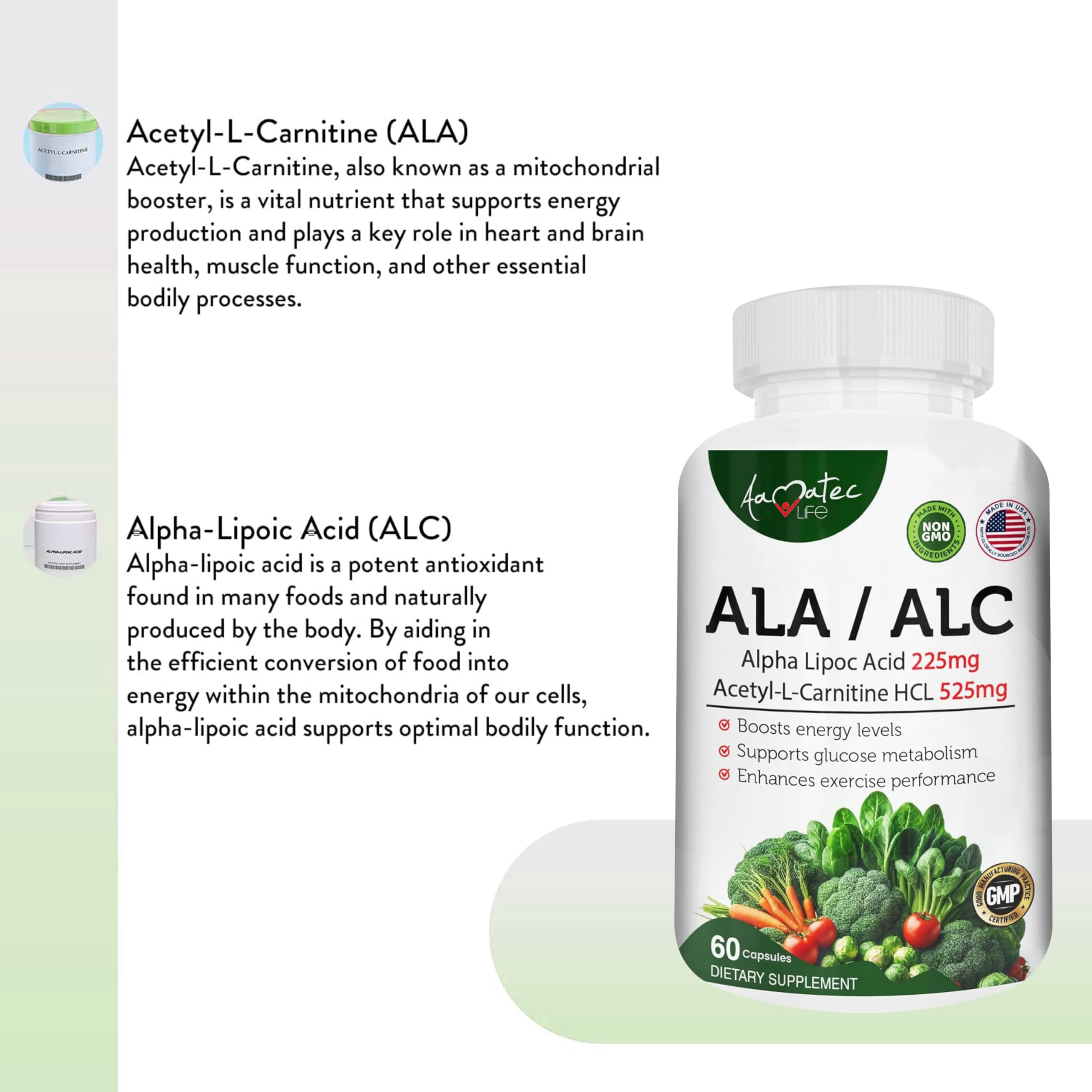Alpha Lipoic Acid and Acetyl-L-Carnitine blend label