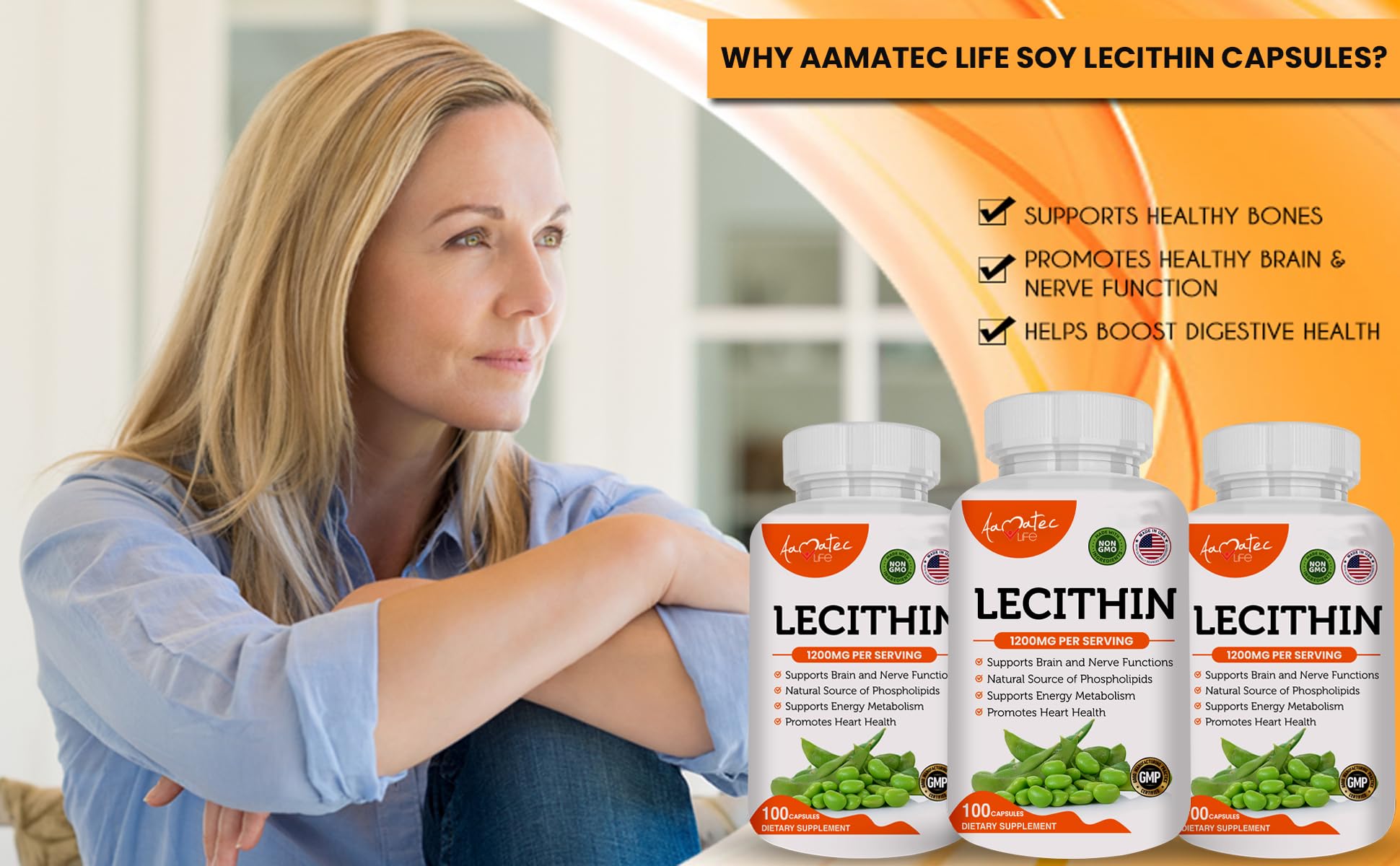Health benefits illustration: heart, liver and brain support from lecithin