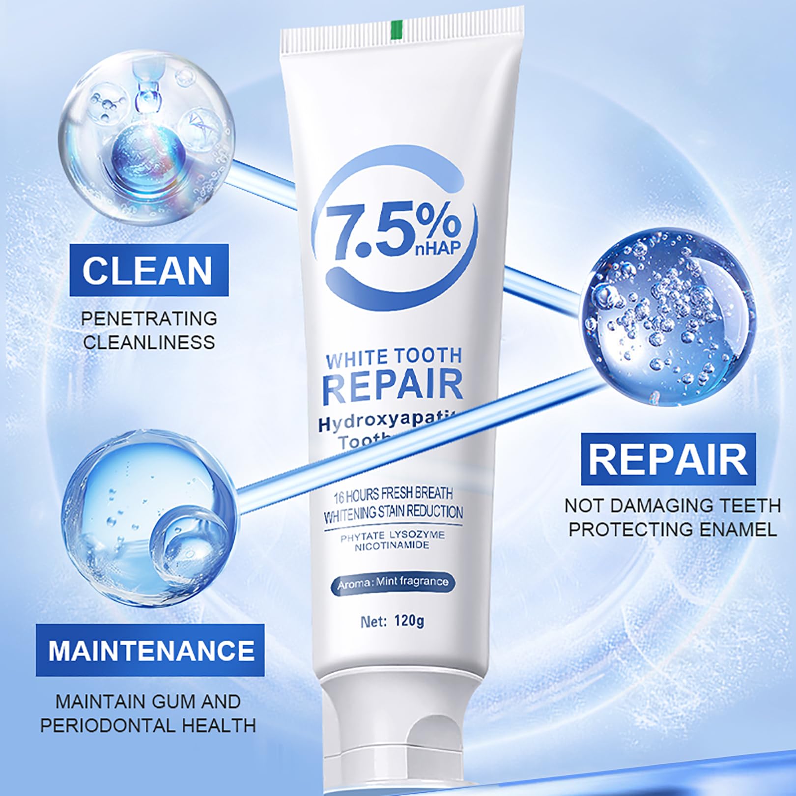 Toothpaste with hydroxyapatite for enamel repair
