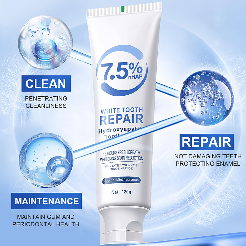 Toothpaste with hydroxyapatite for enamel repair