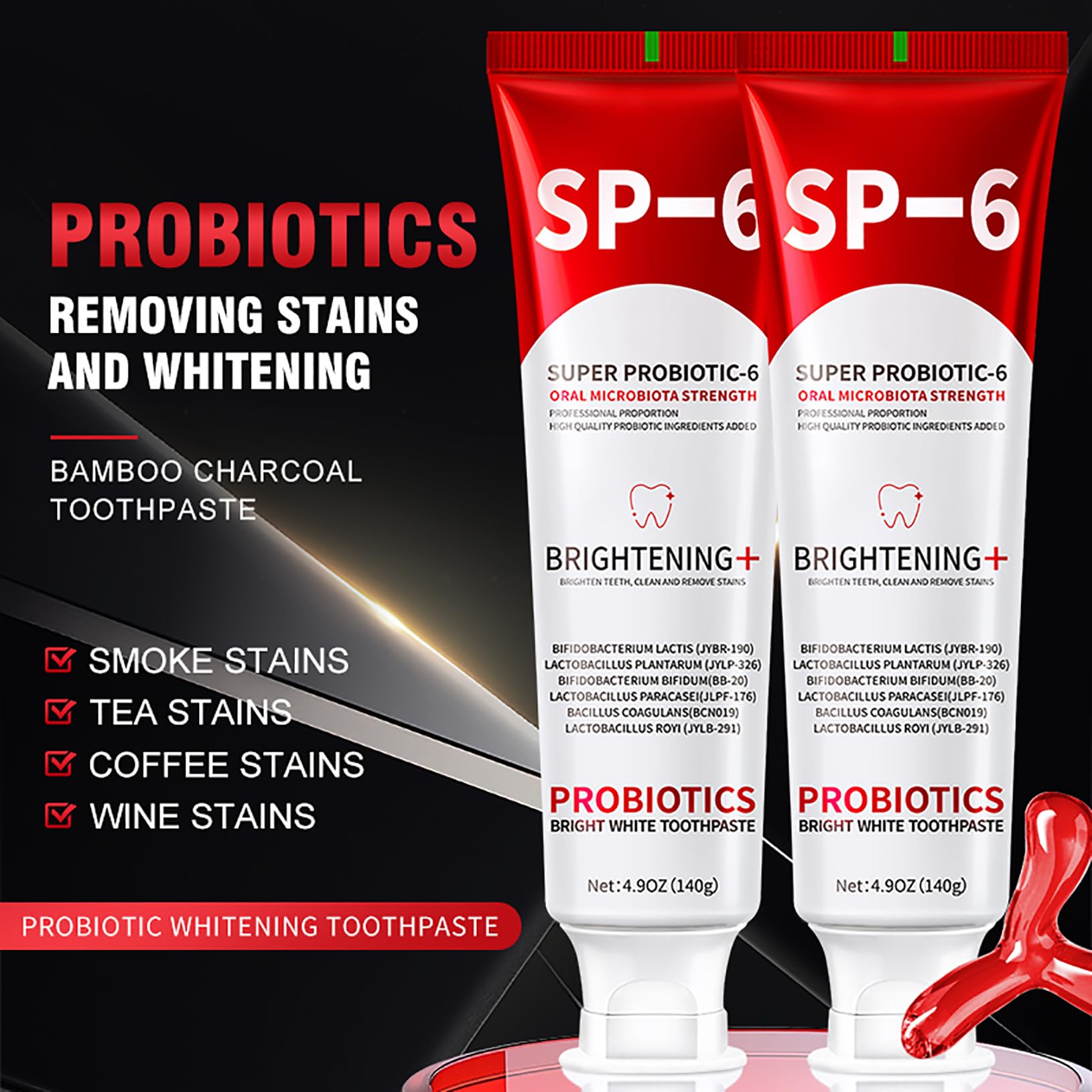 Two-pack packaging of Abading SP-6 Probiotic Whitening Toothpaste