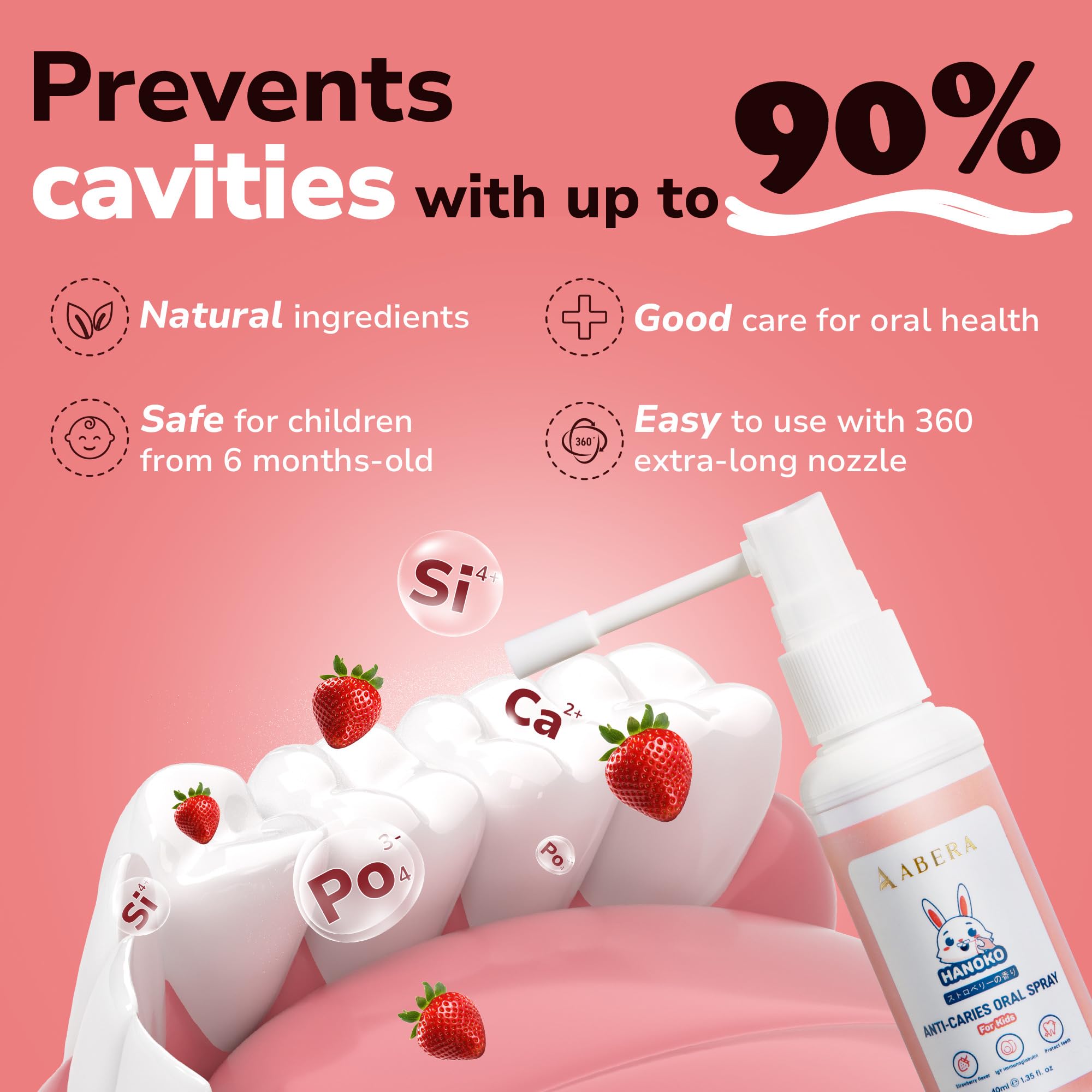 Ingredients including Xylitol and natural plant extracts for Abera Kids Spray