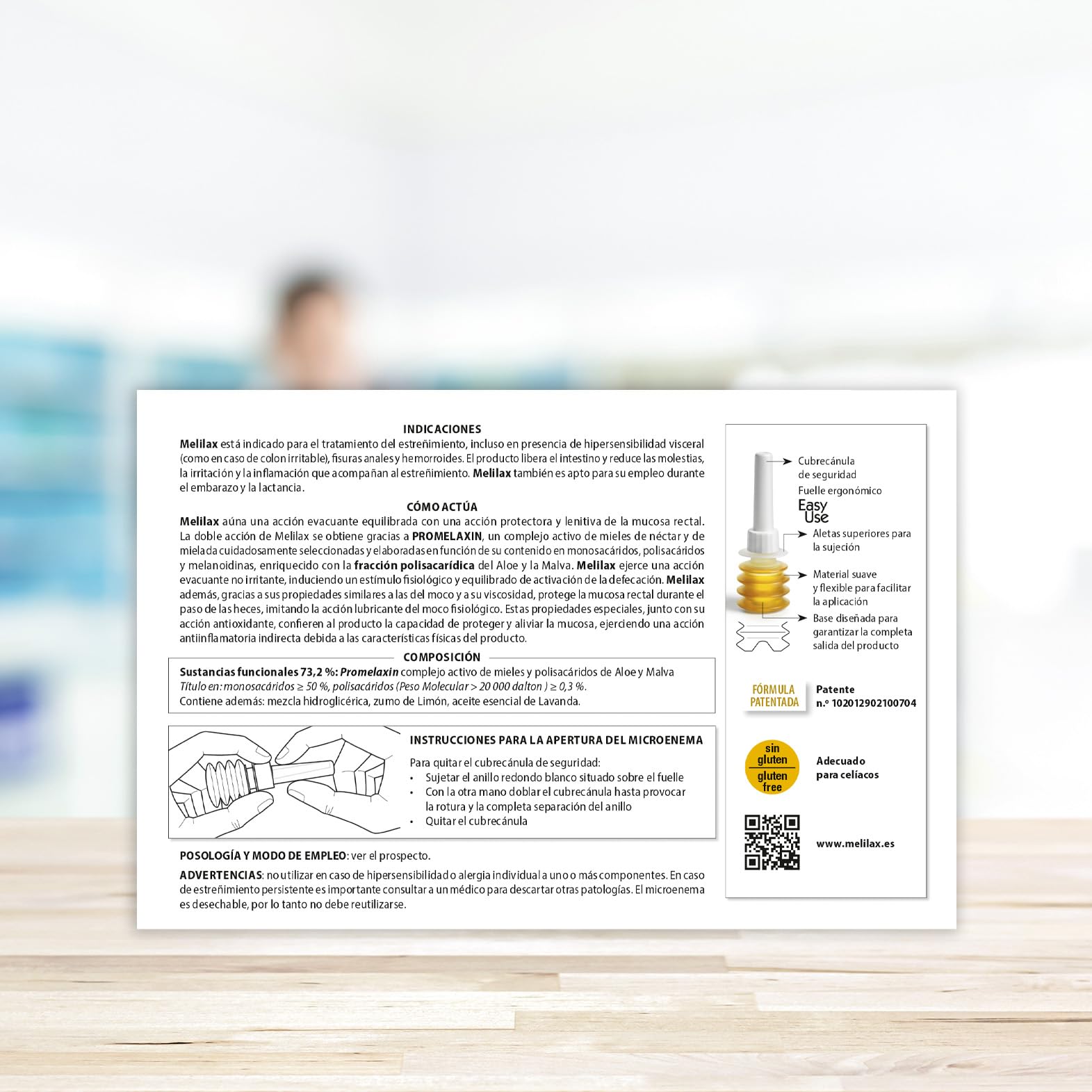 Close-up of Aboca Melilax packaging