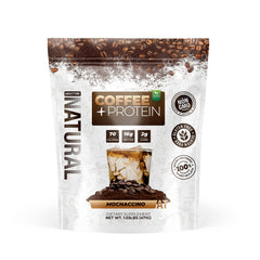 About Time Coffee + Whey Protein tub front label highlights clean ingredients and non-GMO formula