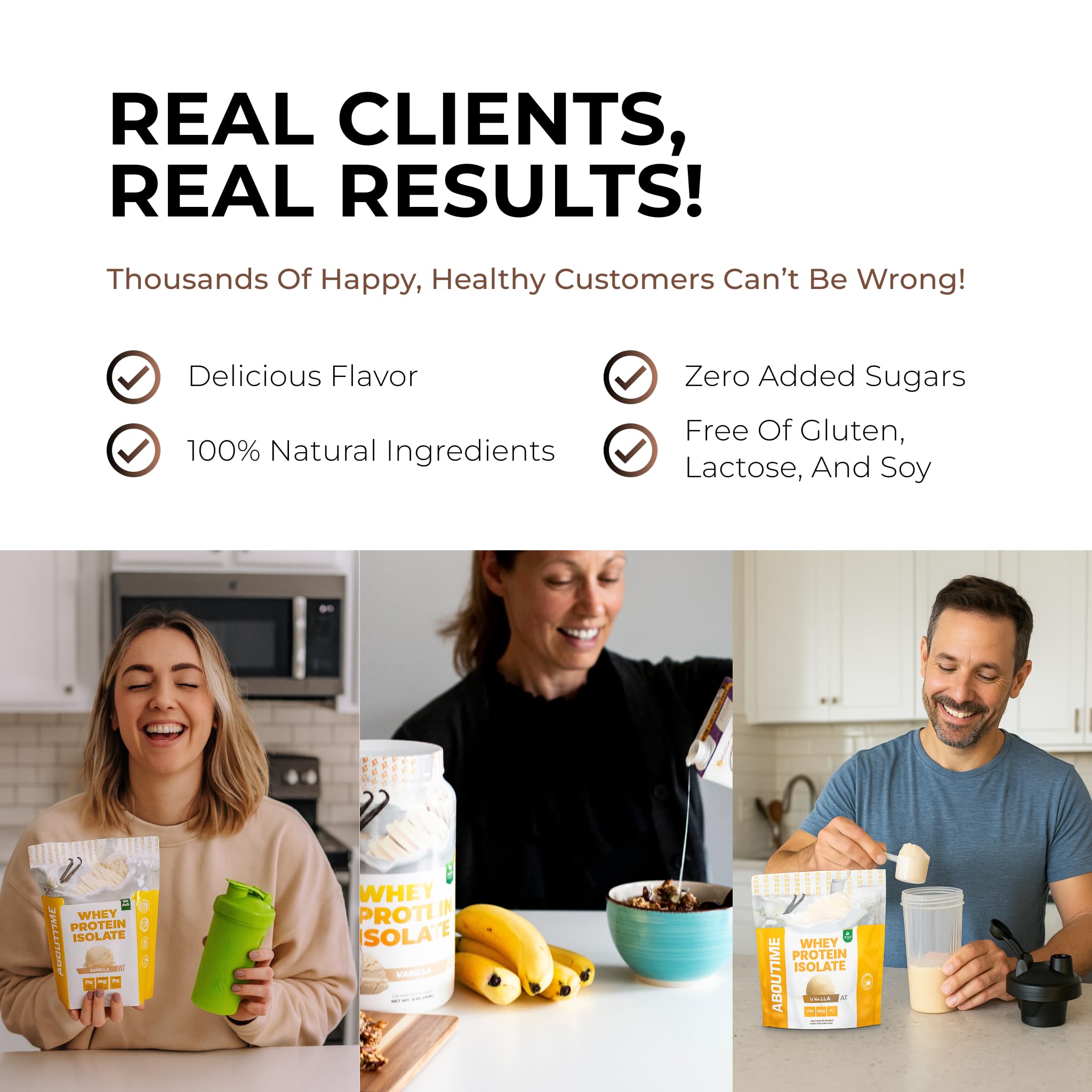 About Time whey protein shaker with mixed drink showing convenient on-the-go nourishment